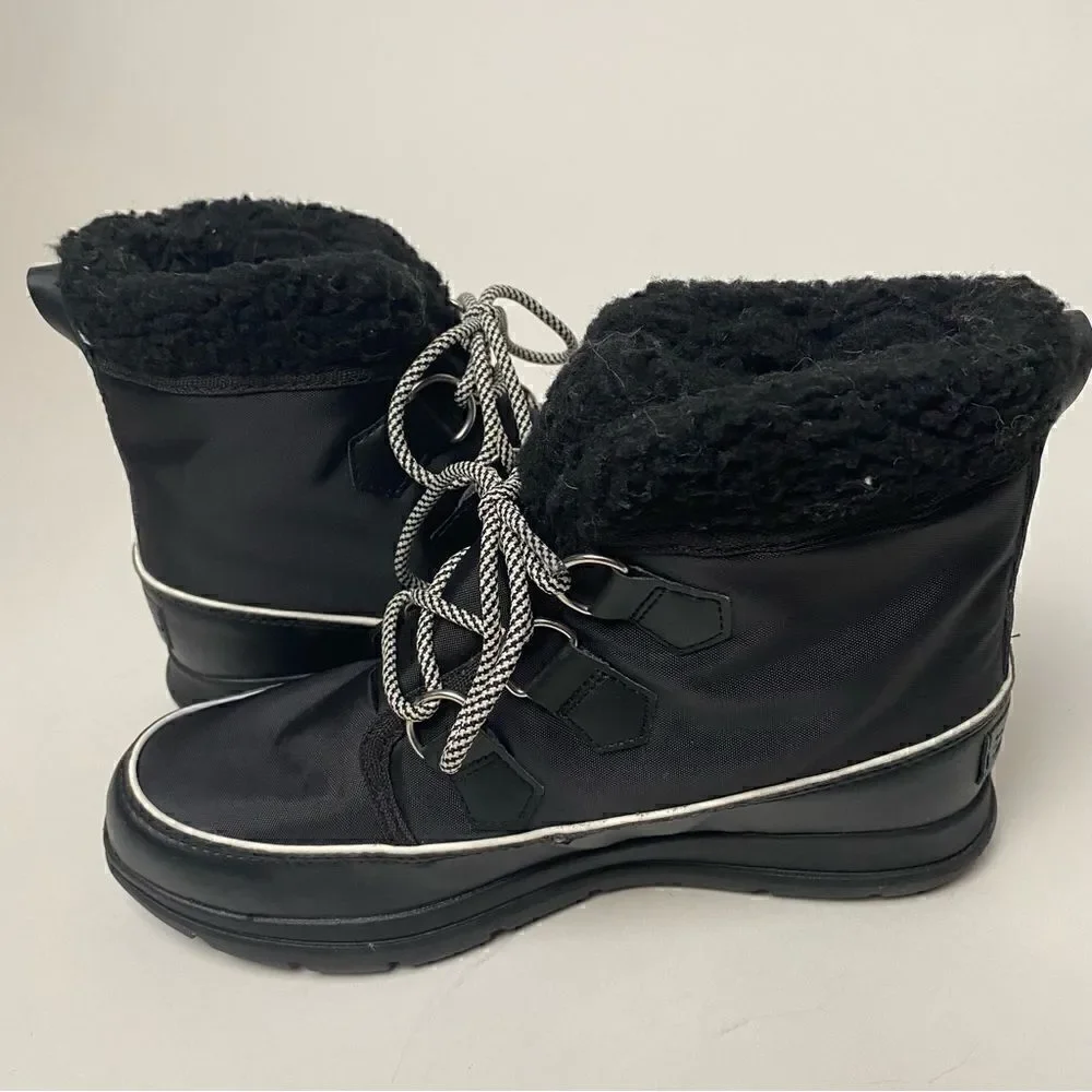 Sorel Joan Explorer Carnival Sneaker Boots Black White 9.5